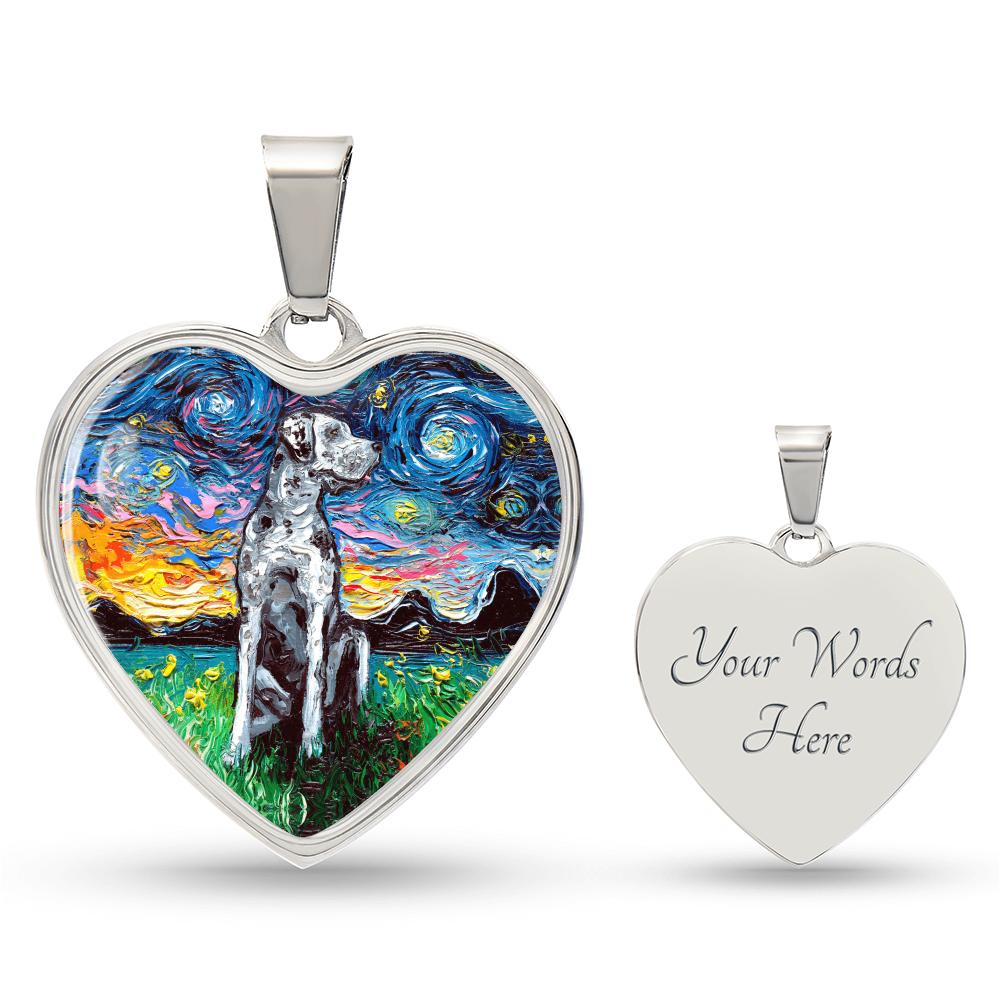 Merle Great Dane Starry Night Heart Necklace