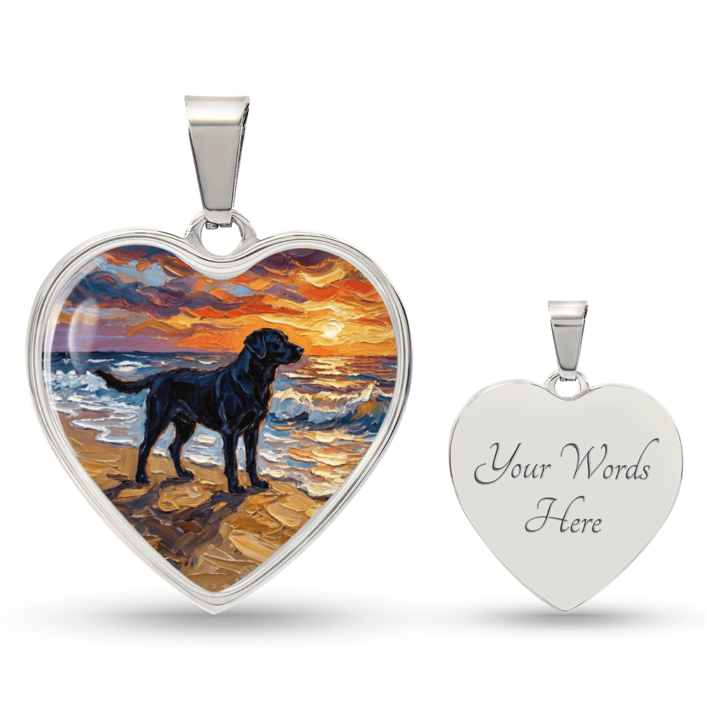 Summer Sunset - Black Labrador Heart Necklace