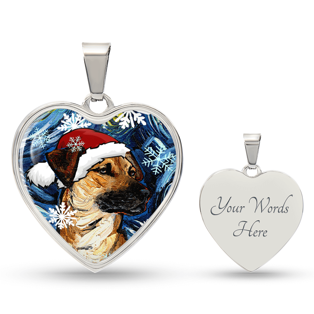 Santa Black Mouth Cur Heart Necklace
