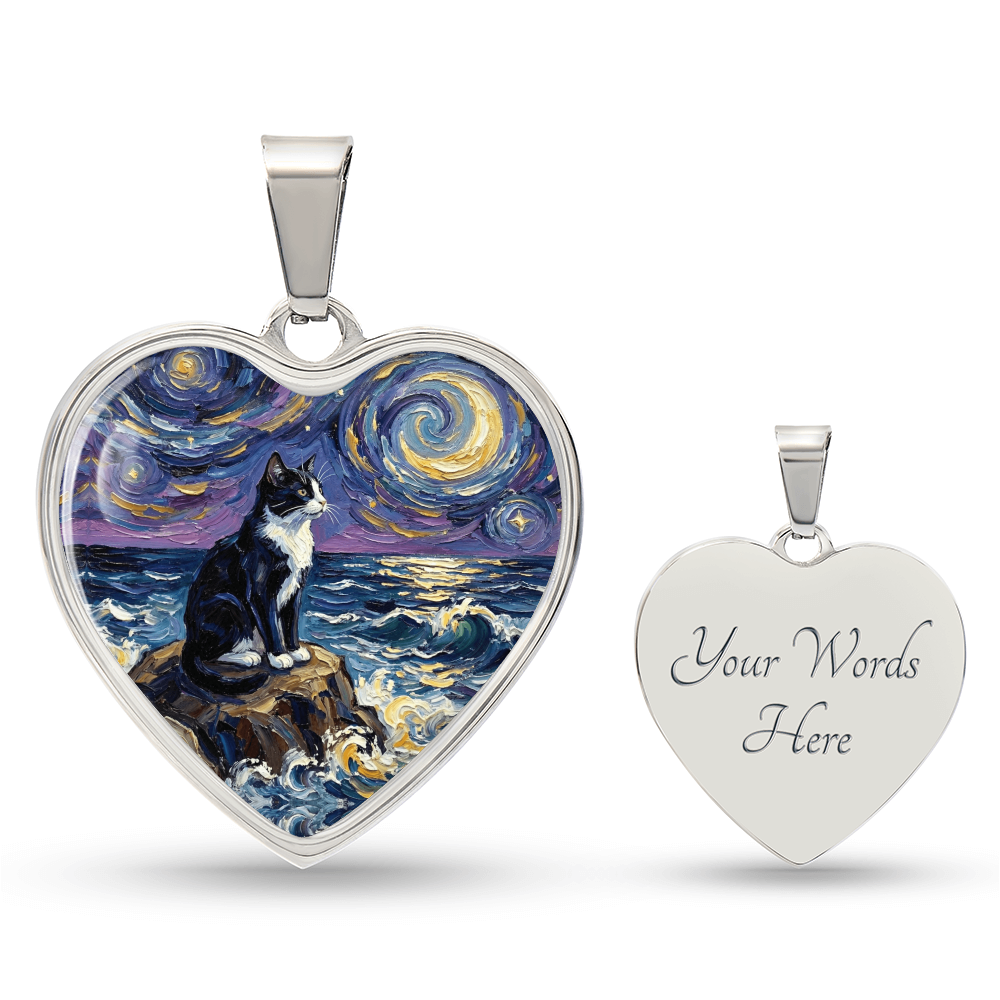 Beach Night - Tuxedo Cat Heart