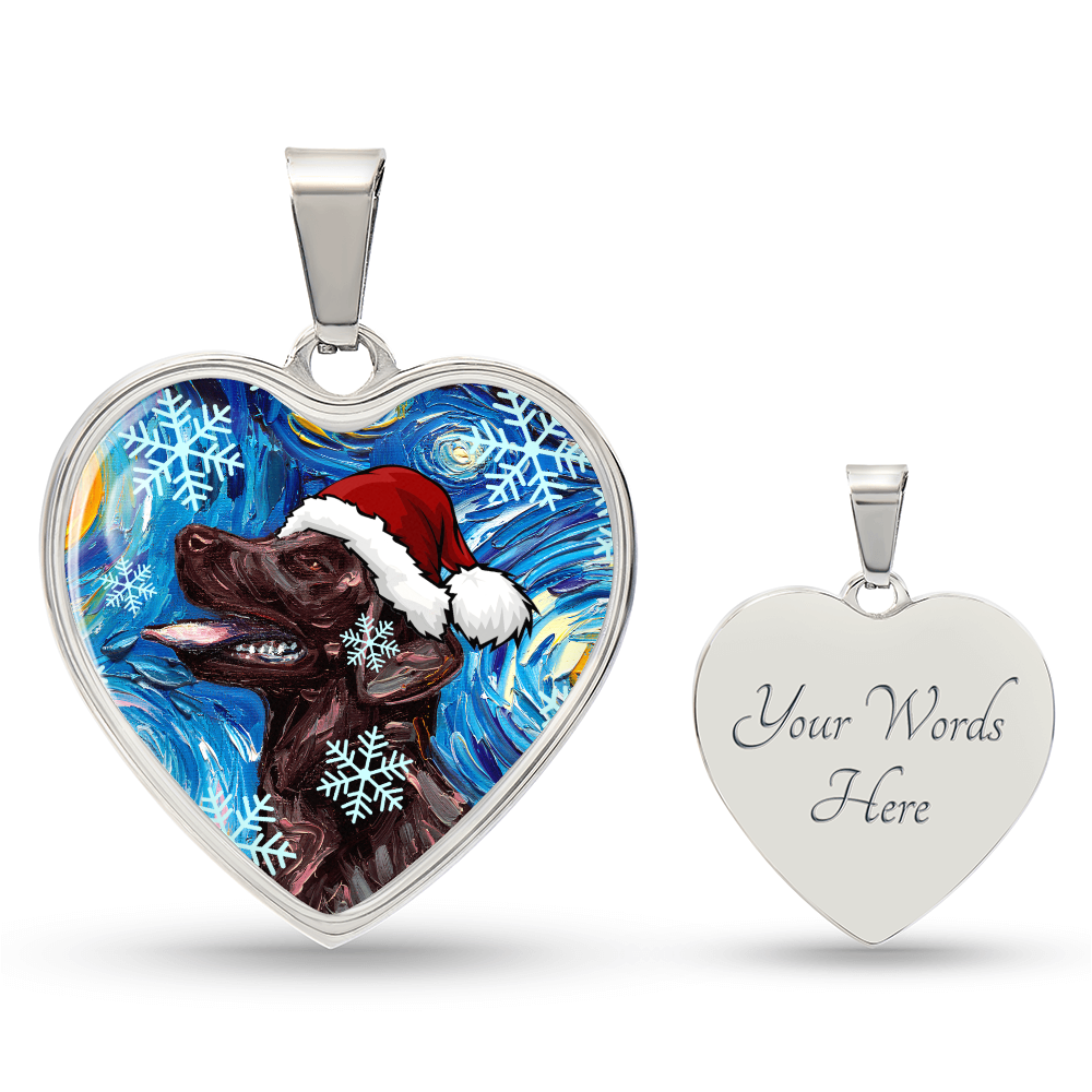 Chocolate Labrador Christmas Necklace