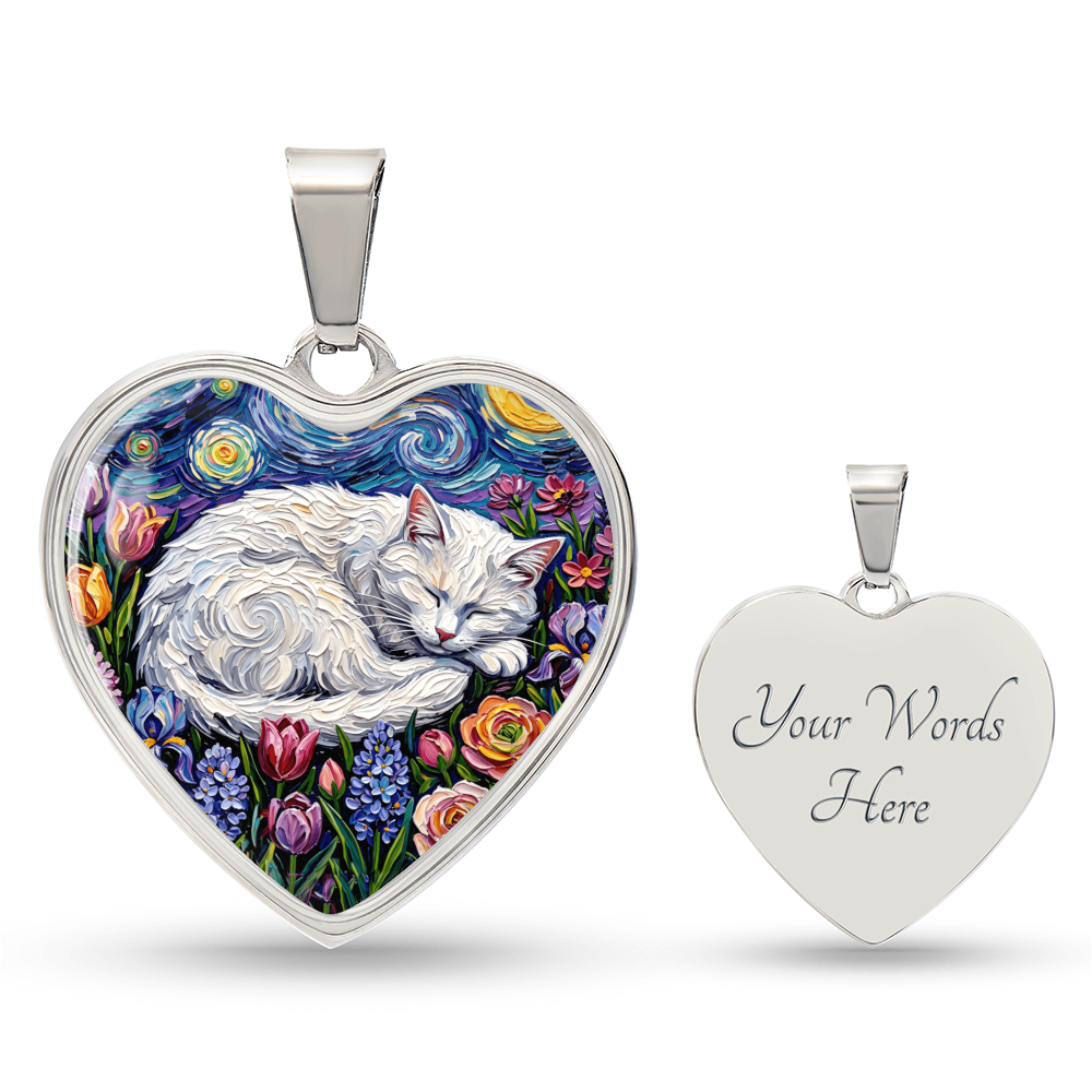 Amongst The Flowers - White Cat Heart