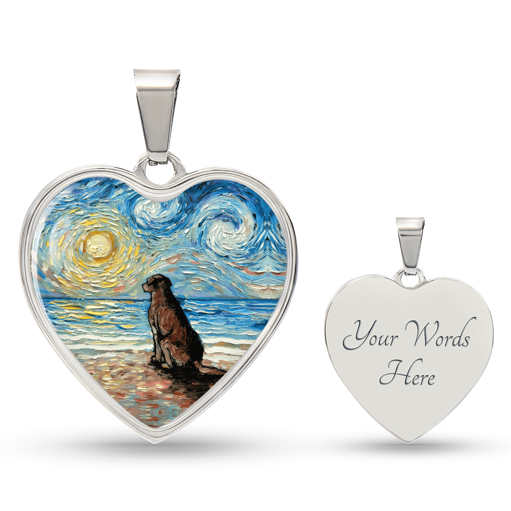 Beach Days - Chocolate Lab Starry Night Heart Necklace