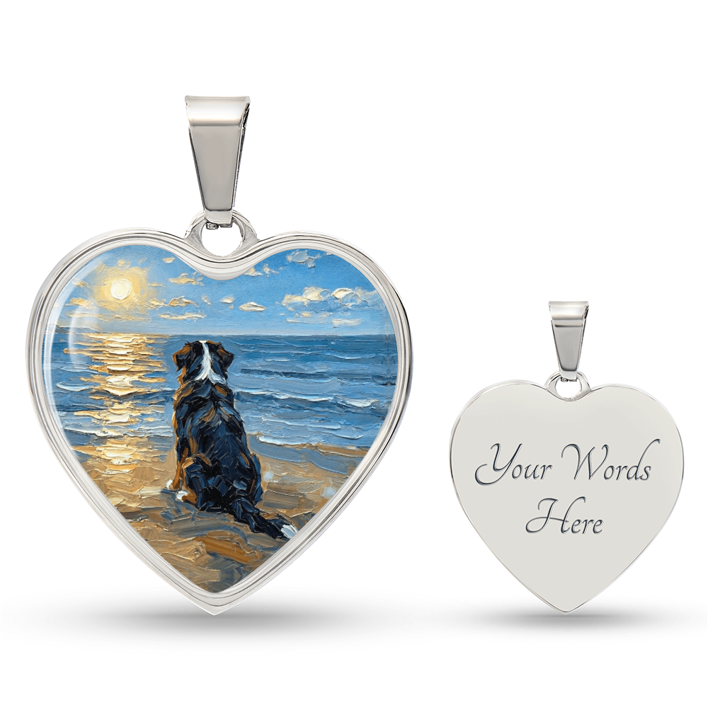 Beach Day - Bernese Mountain Dog Heart Necklace