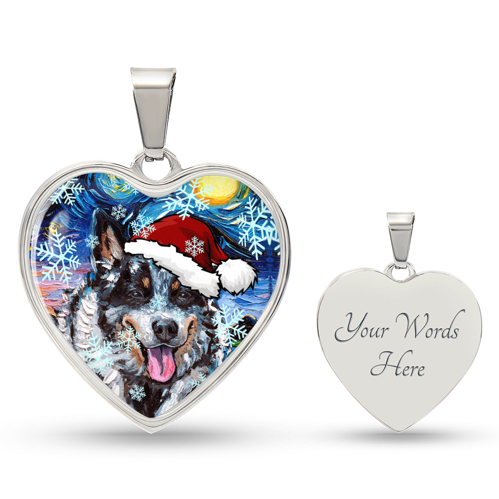 Santa Australian Cattle Dog Heart Keychain