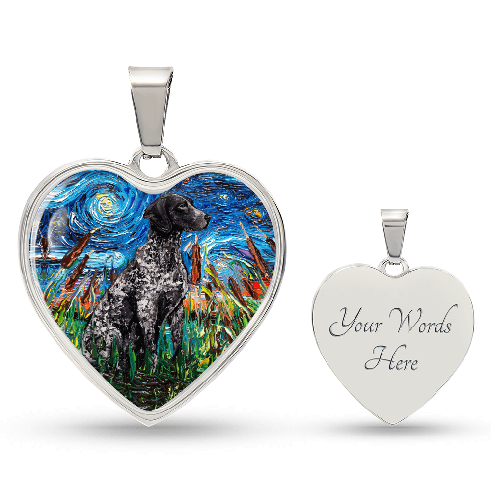 Black German Short Hair Pointer Starry Night Heart Pendant