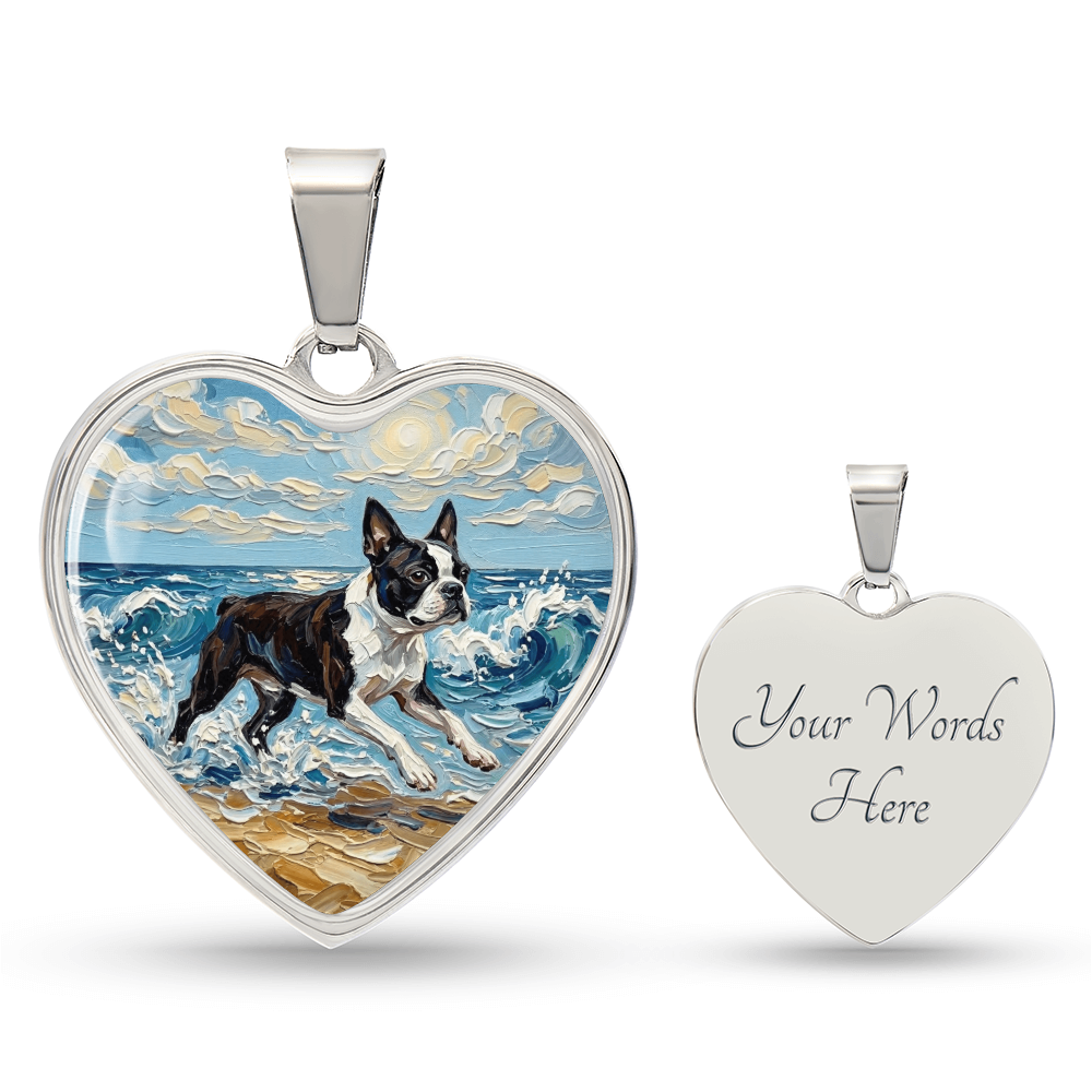 Beach Days - Boston Terrier Heart Necklace