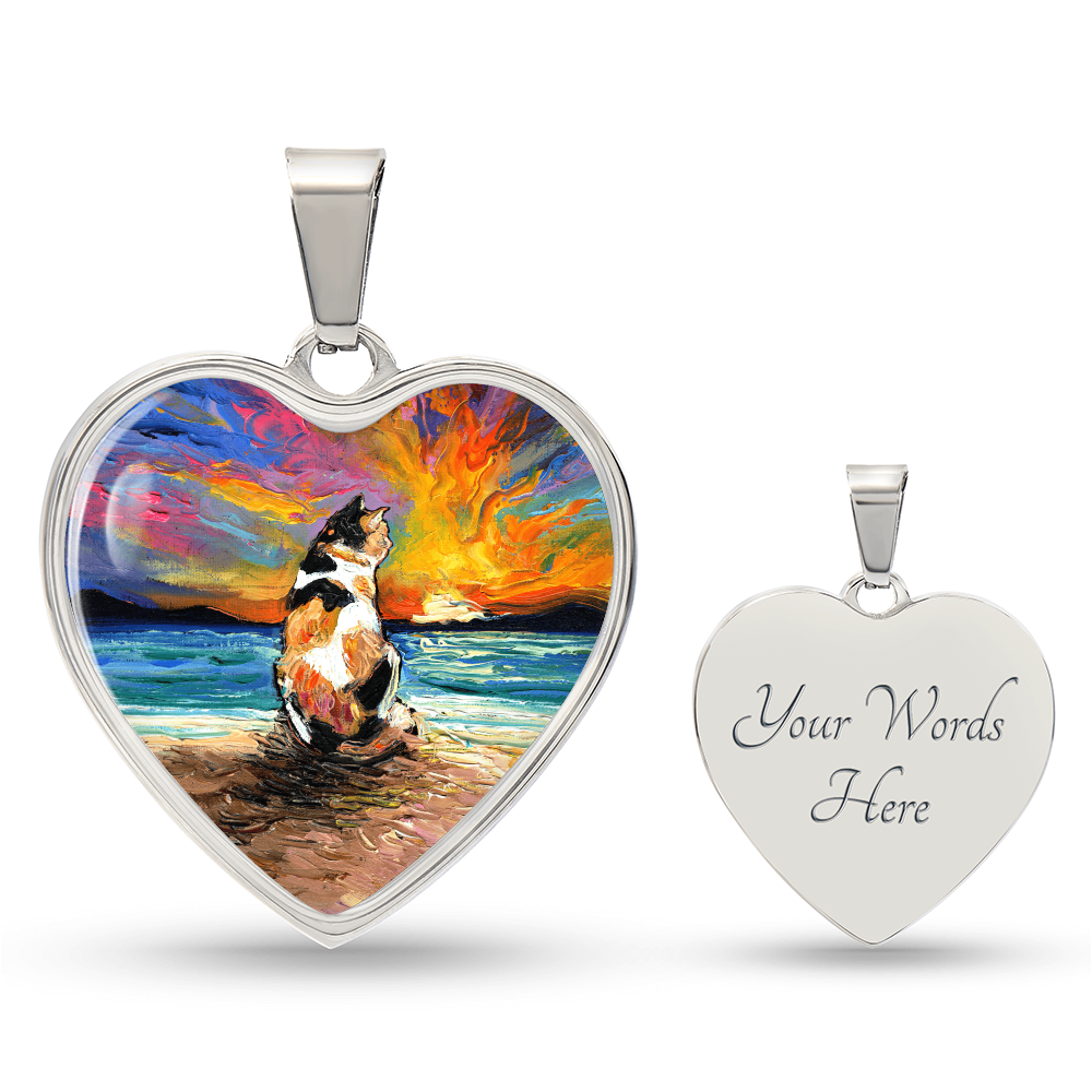 Beach Days - Calico Cat Heart Necklace