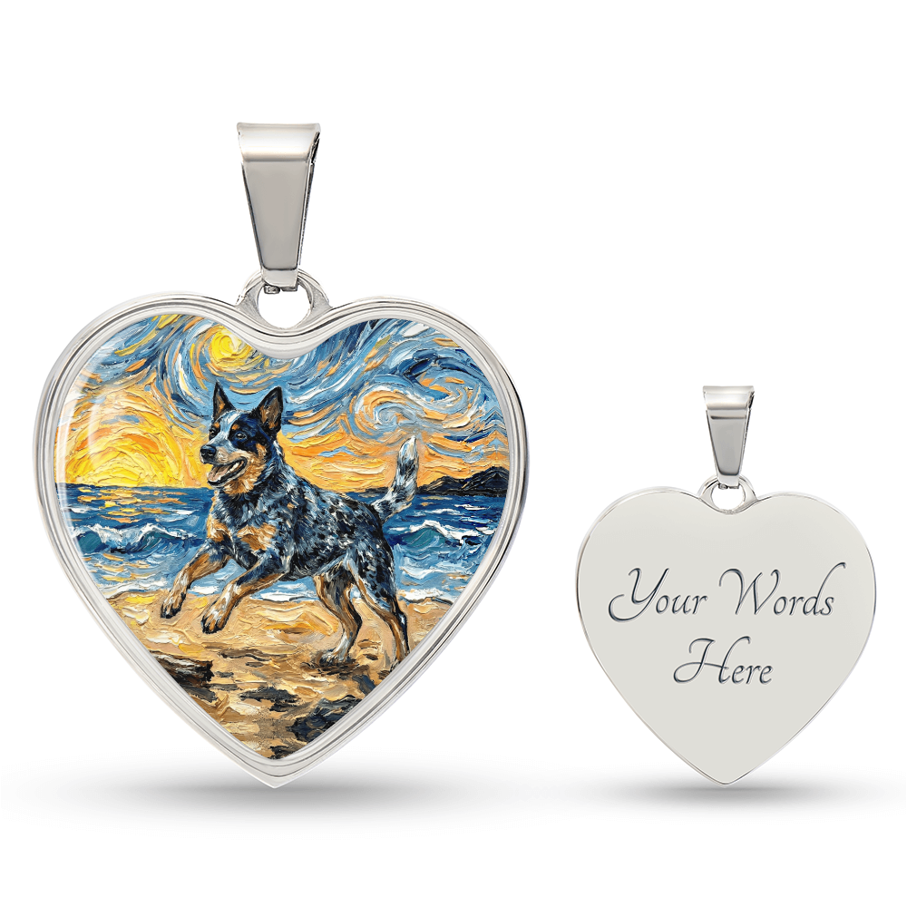 Frolicking Blue Heeler Heart Necklace