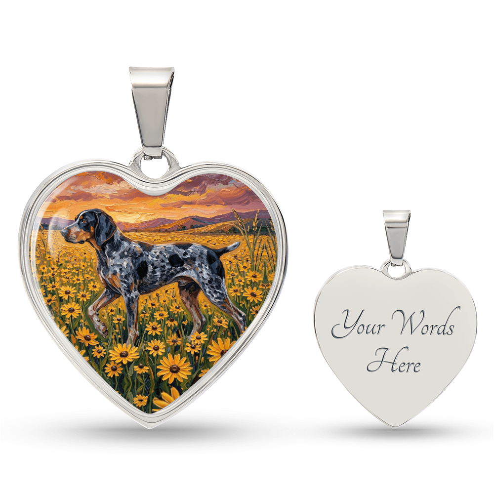 Amongst The Flowers - Blue Tick Coonhound Heart Necklace