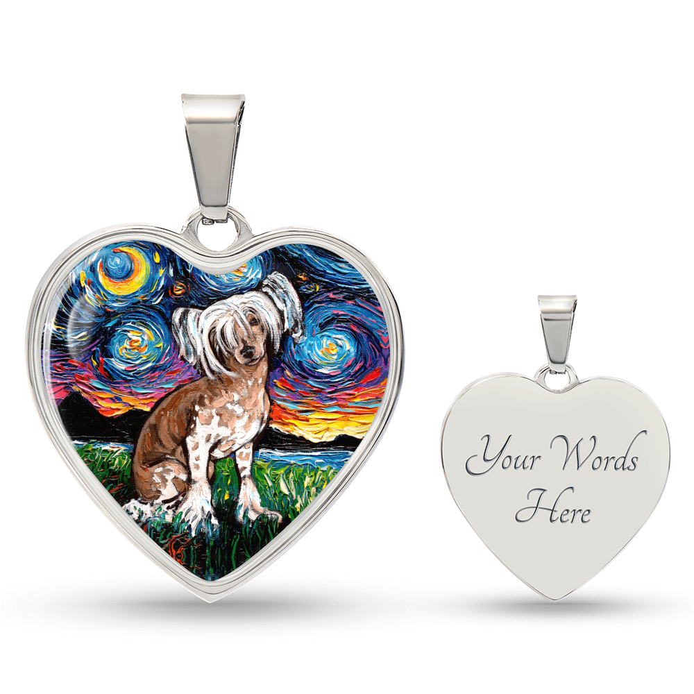 Chinese Crested Starry Night Heart Necklace