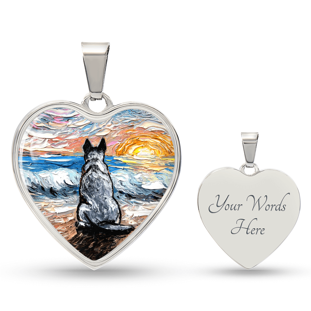 Beach Days - Blue Heeler Heart Necklace