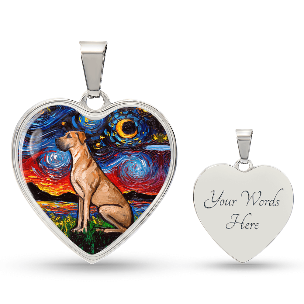 Fawn Great Dane Starry Night Heart Necklace