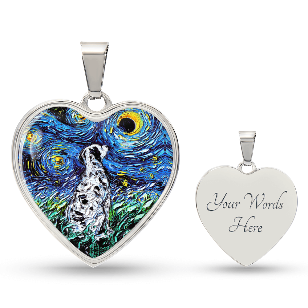 Dalmatian Starry Night Heart Necklace