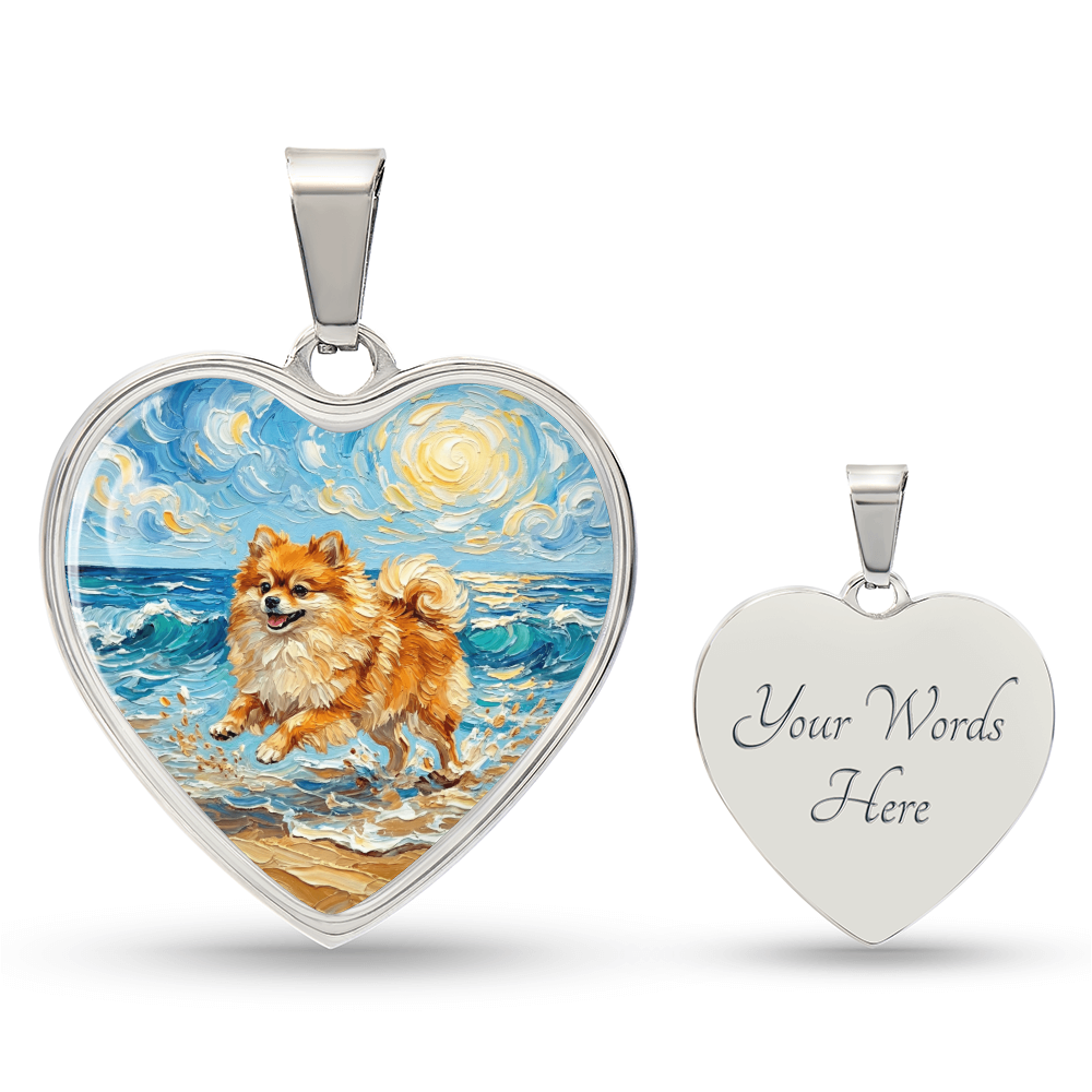 Beach Day - Pomeranian Heart Necklace