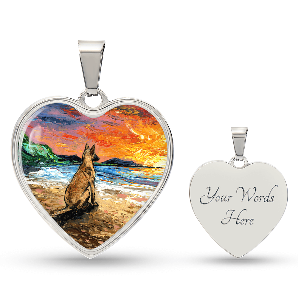 Beach Days - Belgian Malinois Heart Necklace