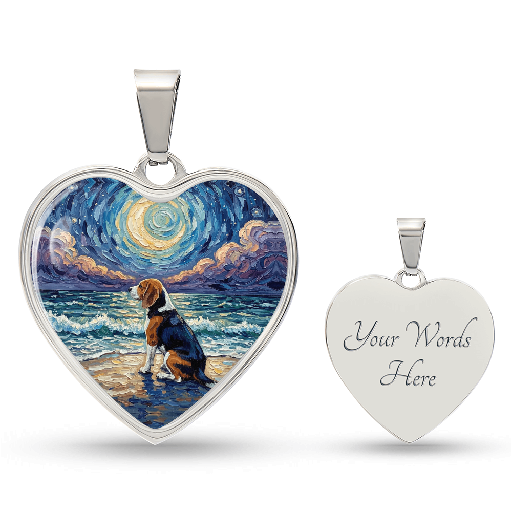Beach Night - Beagle Heart Necklace