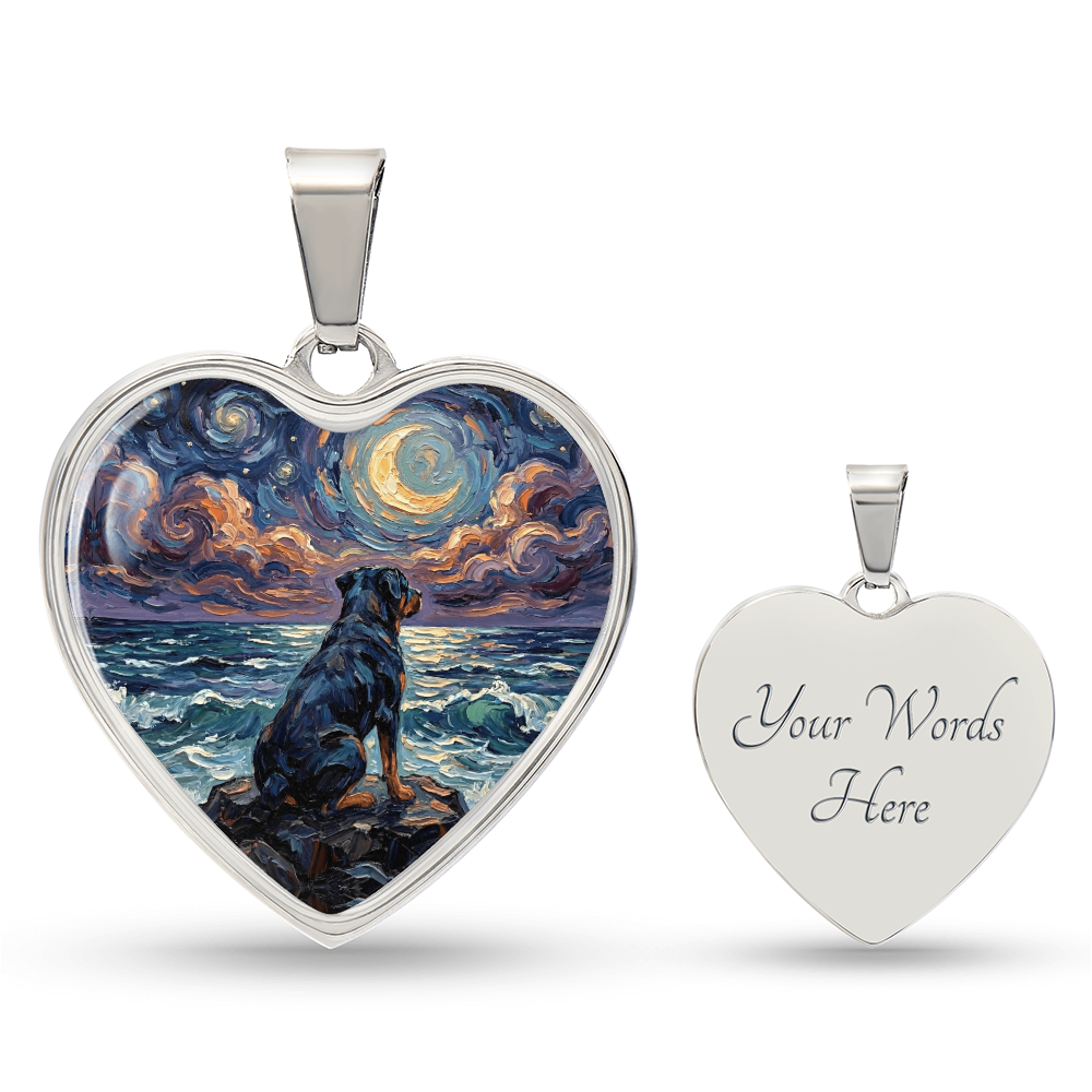 Beach Night - Rottweiler Heart Necklace