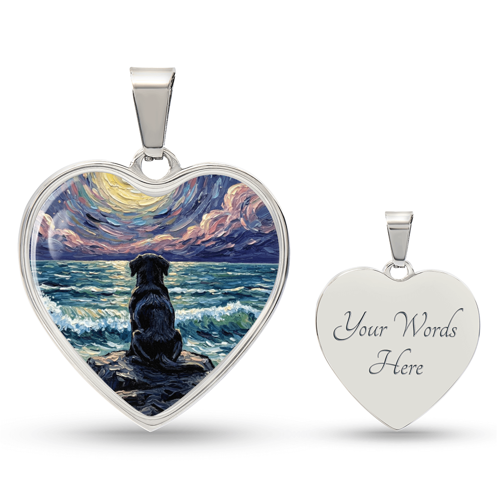 Beach Night - Black Labrador Heart Necklace