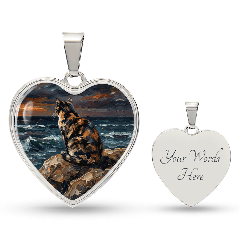 Beach Night - Tortie Heart Necklace
