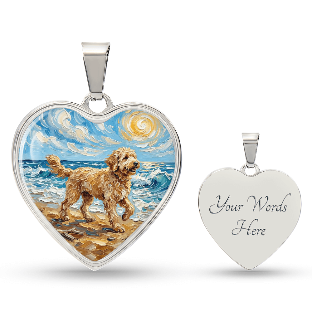 Beach Day - Goldendoodle Heart Necklace