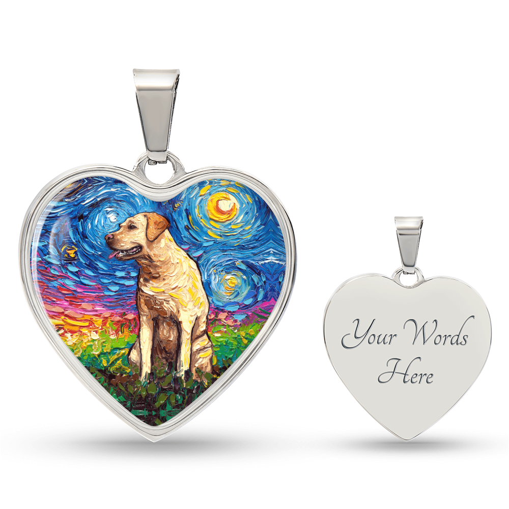 Yellow Labrador Starry Night Heart Bangle Bracelet