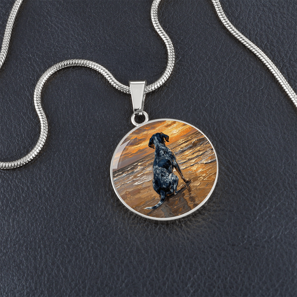Beach Days - Blue Tick Coonhound Round Necklace