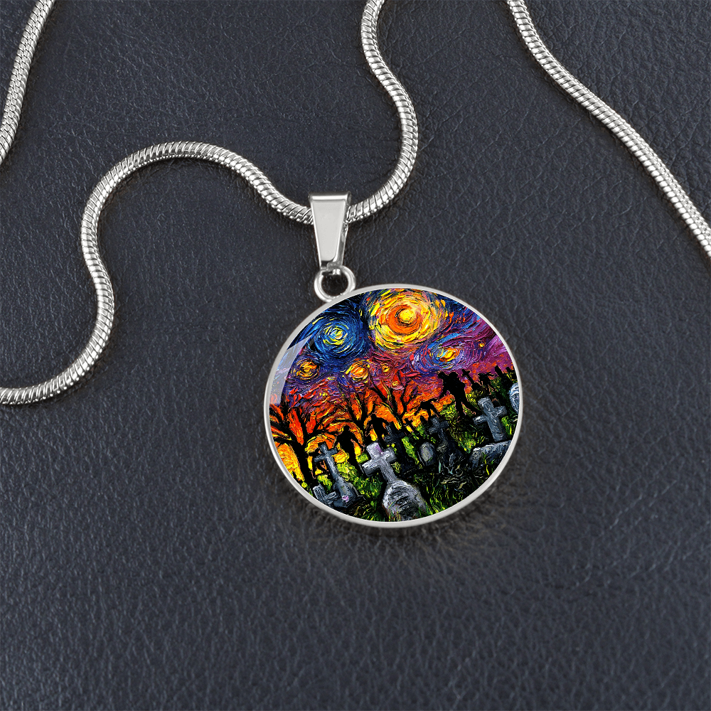Starry Night of the Living Dead Round Necklace
