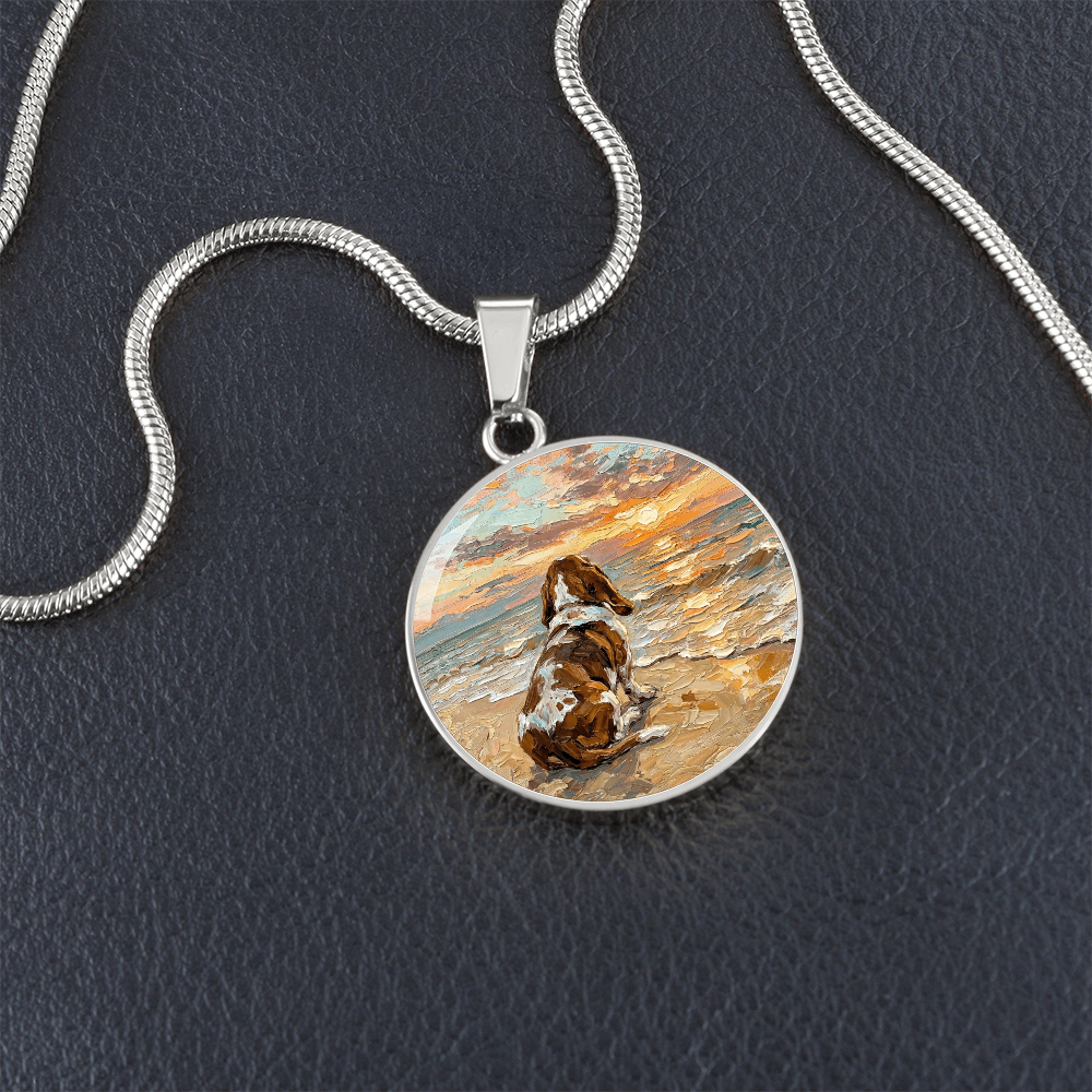 Beach Days - Basset Hound Round Necklace