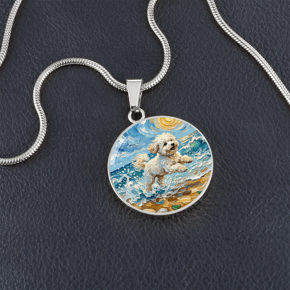 Beach Day - Bichon Frise 2 Round Necklace