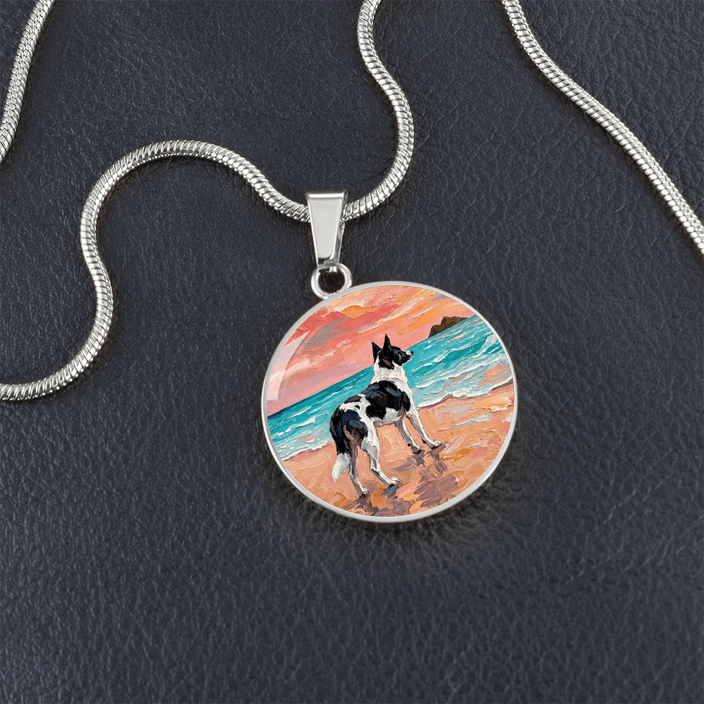 Beach Day - Canaan Dog Round Necklace