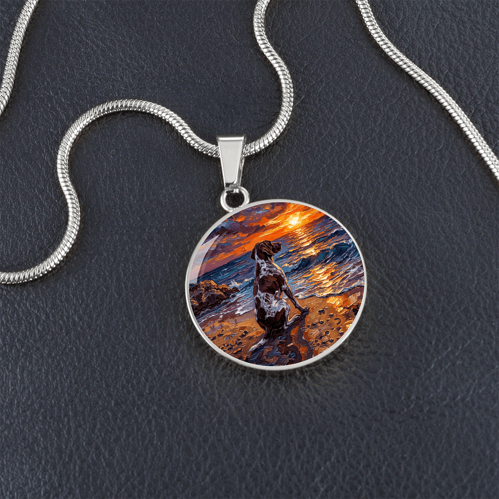 Beach Day - German Pointer Round Necklace