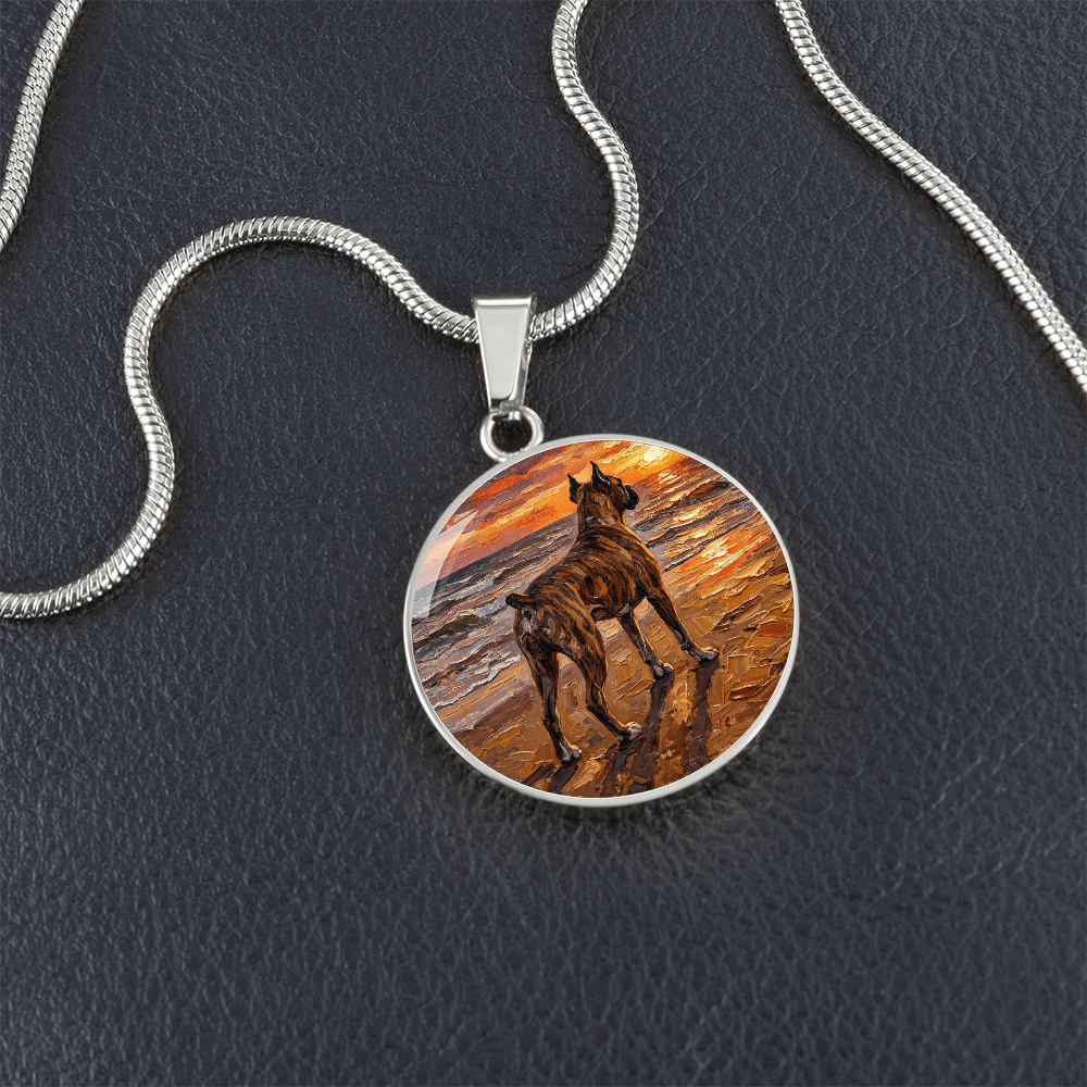 Beach Day - Brindle Boxer Round Necklace
