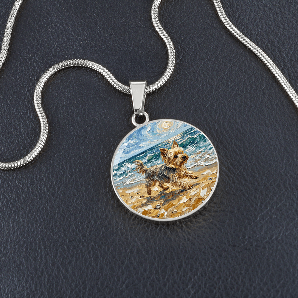 Beach Days - Yorkie Round Necklace