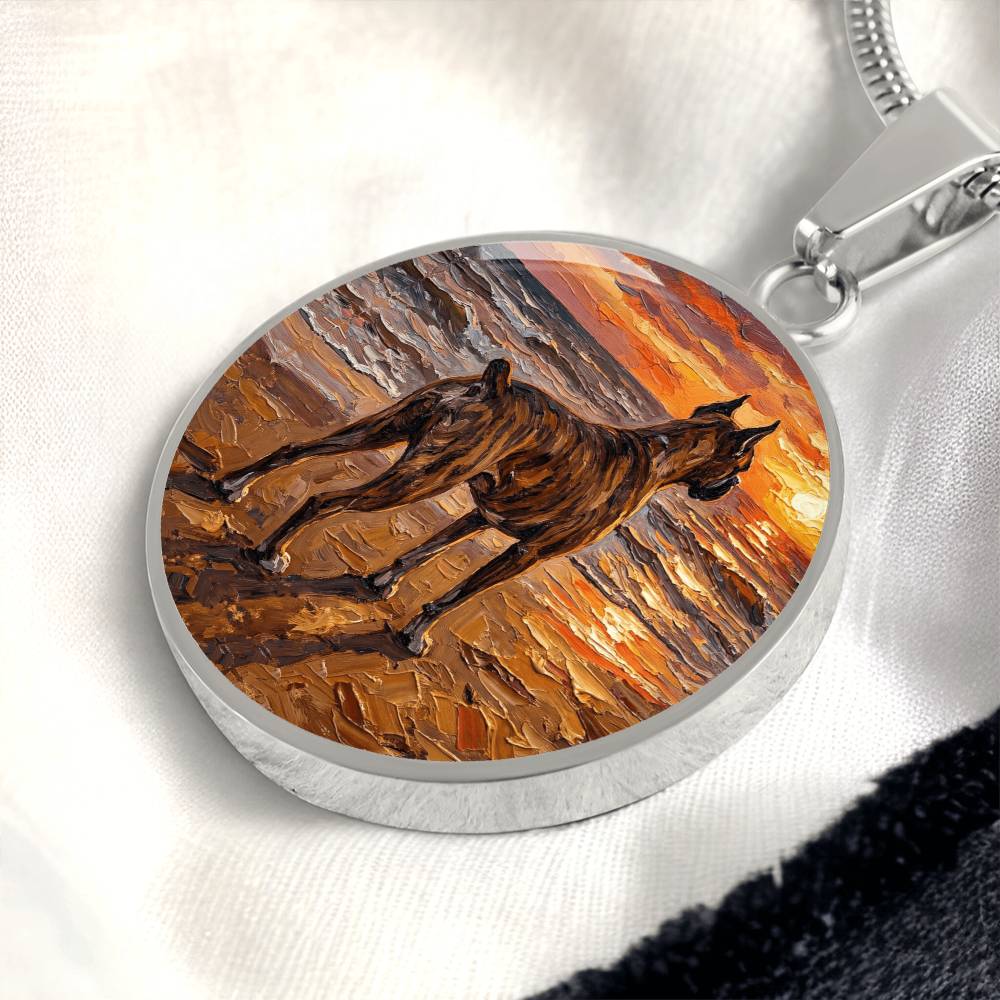 Beach Day - Brindle Boxer Round Necklace