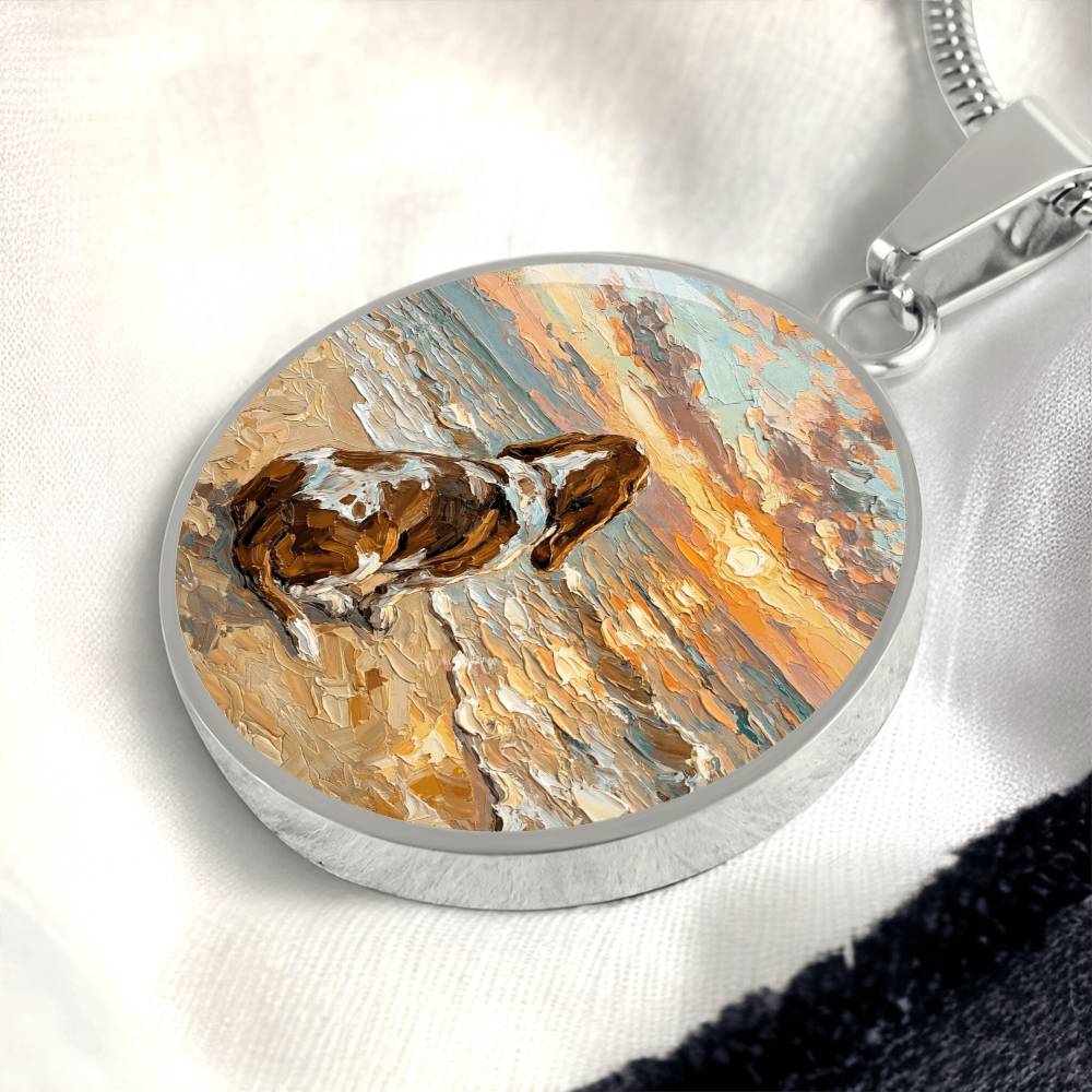 Beach Days - Basset Hound Round Necklace
