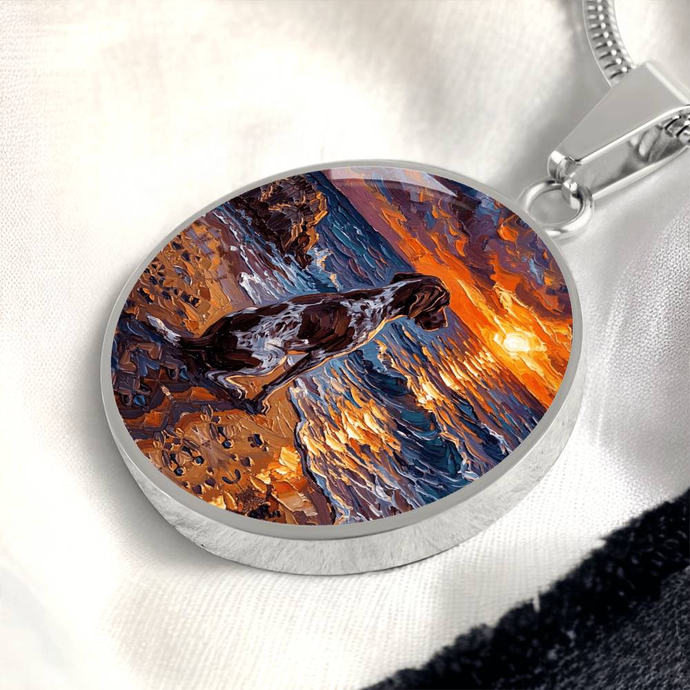 Beach Day - German Pointer Round Necklace