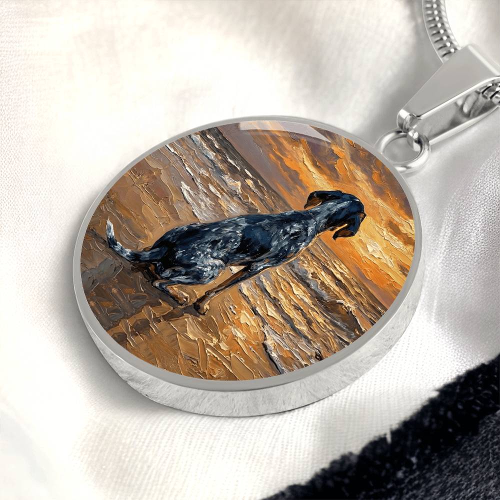 Beach Days - Blue Tick Coonhound Round Necklace