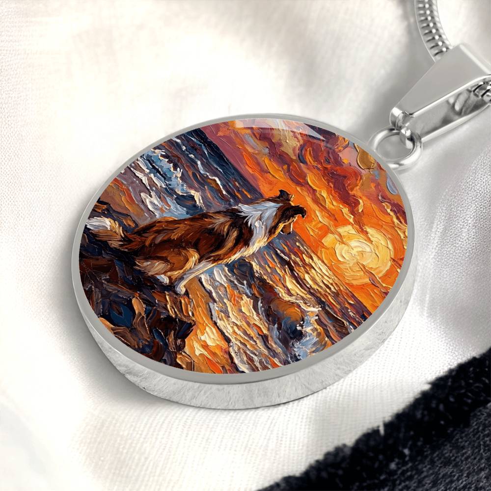 Beach Night - Collie Round Necklace