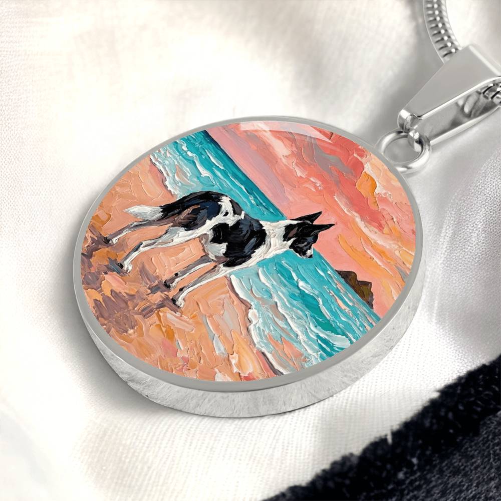 Beach Day - Canaan Dog Round Necklace