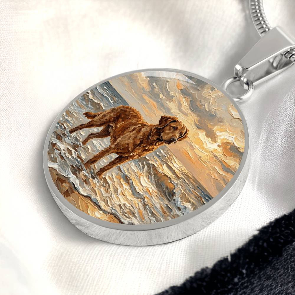 Beach Day - Chesapeake Bay Retriever Round Necklace