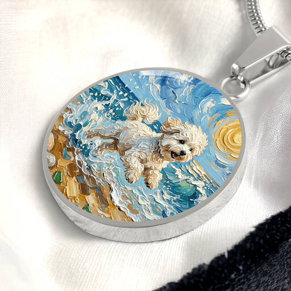 Beach Day - Bichon Frise 2 Round Necklace