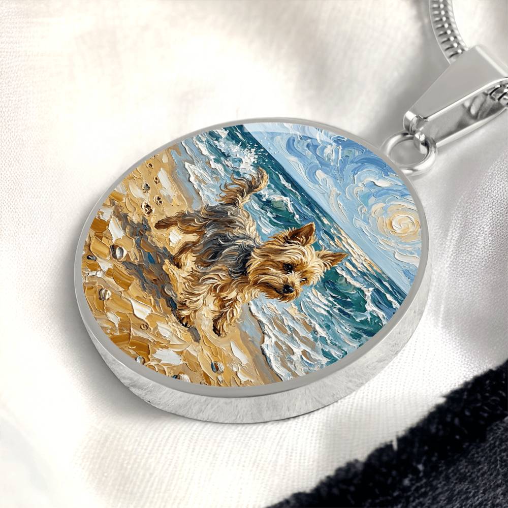 Beach Days - Yorkie Round Necklace