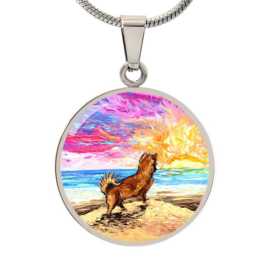 Beach Days - Chihuahua Starry Night Round Necklace