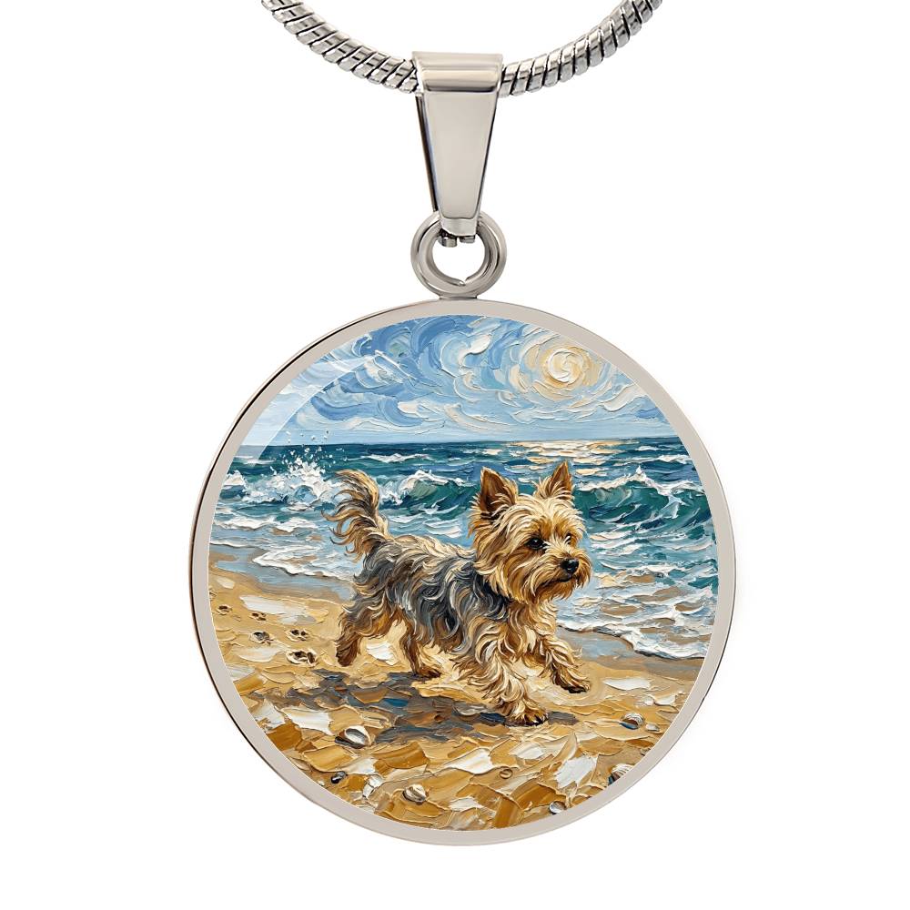 Beach Days - Yorkie Round Necklace