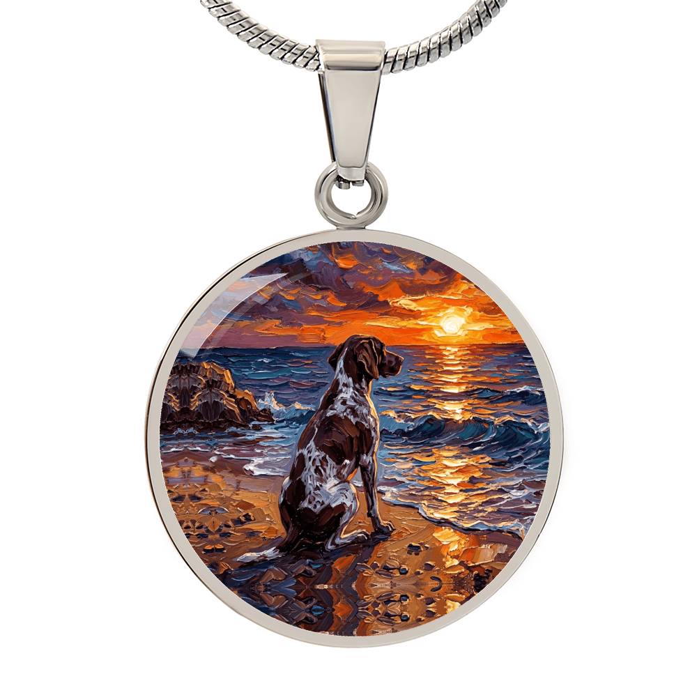 Beach Day - German Pointer Round Necklace