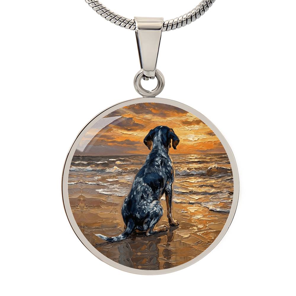 Beach Days - Blue Tick Coonhound Round Necklace