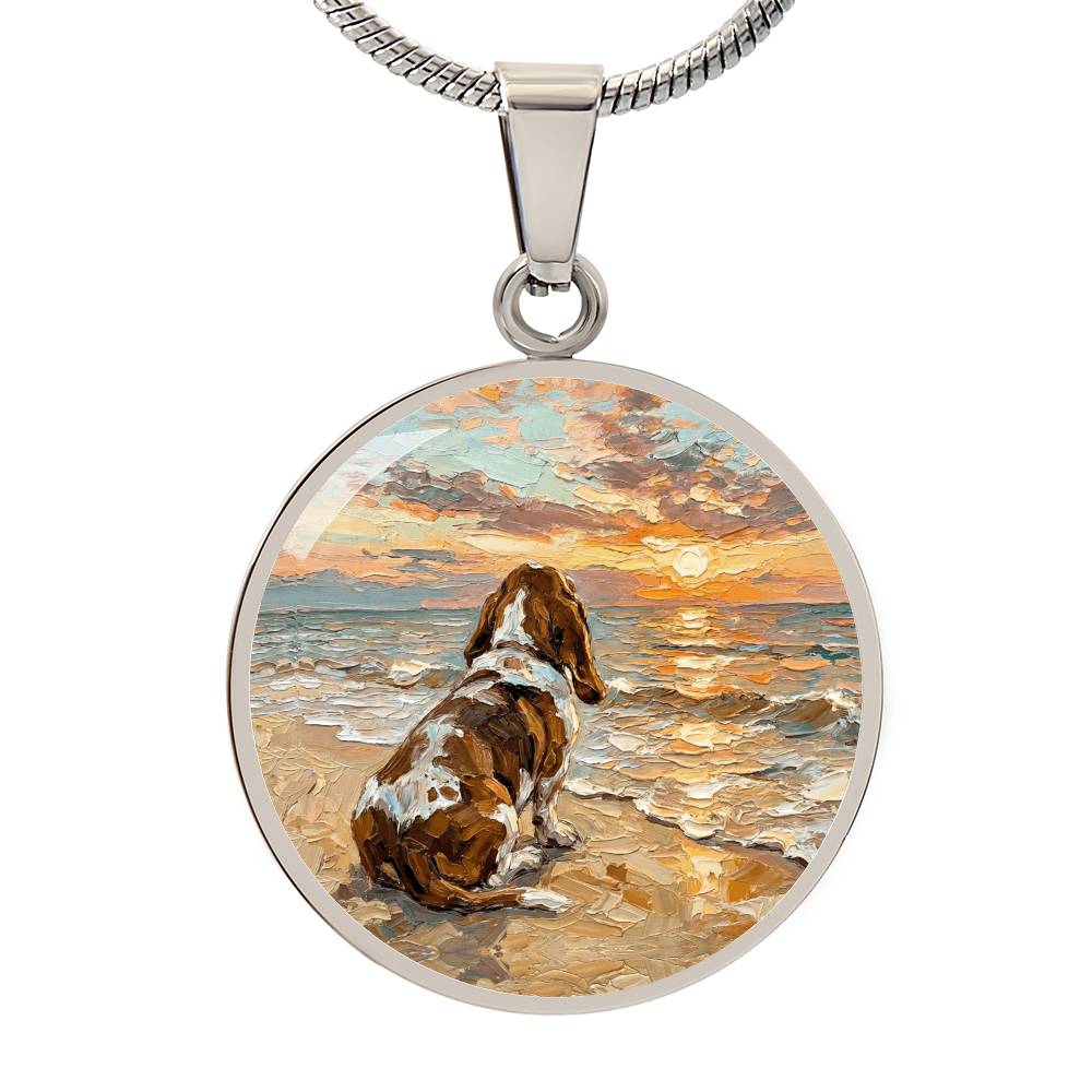 Beach Days - Basset Hound Round Necklace
