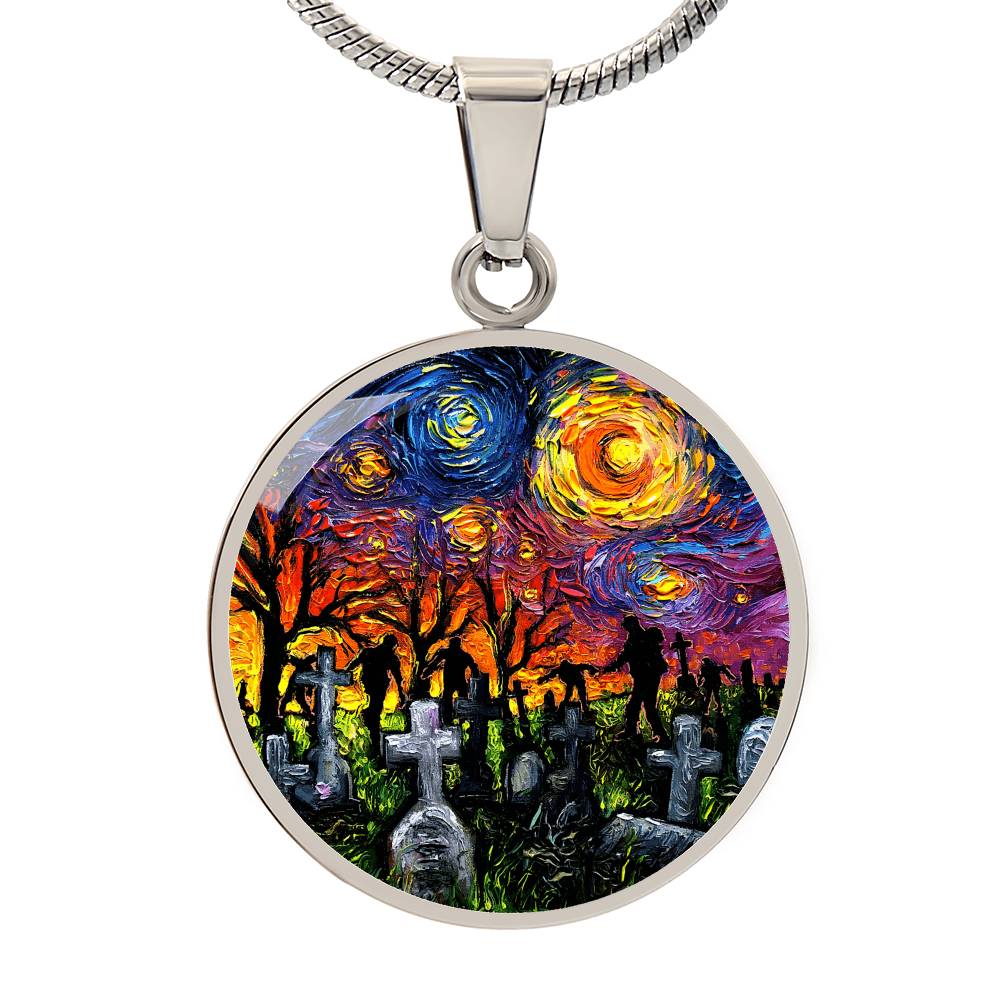 Starry Night of the Living Dead Round Necklace