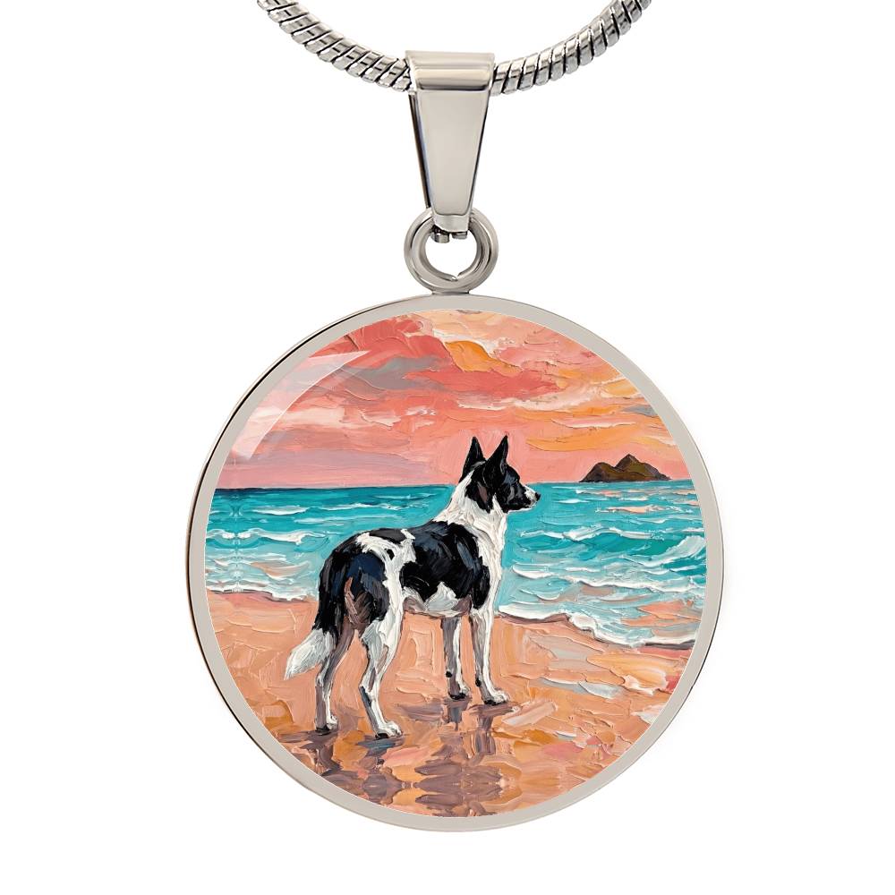 Beach Day - Canaan Dog Round Necklace